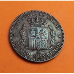 . 5 CENTIMOS 1877 OM ALFONSO XII COBRE @LUJO@ ESPAÑA