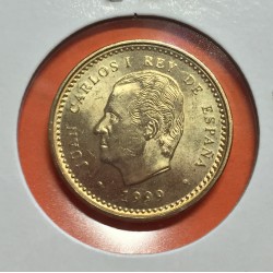 @ERROR PERLAS UNIDAS@ ESPAÑA 100 PESETAS 1999 AÑO DE LOS ANCIANOS MONEDA SIN CIRCULAR Flor de Lis al azar VARIANTE CATALOGADA