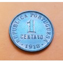 PORTUGAL 1 CENTAVO 1918 ESCUDO y VALOR KM.565 MONEDA DE BRONCE SC @BRILLO@ República Portuguesa R/1