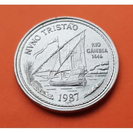 PORTUGAL 100 ESCUDOS 1987 NUNO TRISTAO 1446 RIO GAMBIA KM.640 MONEDA DE NICKEL SC