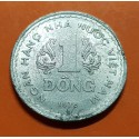 VIETNAM 1 DONG 1976 ESCUDO y VALOR República Socialista KM.14 MONEDA DE ALUMINIO MBC State of South Vietnam del Sur