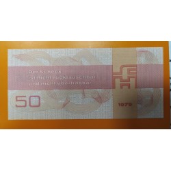 ALEMANIA DEMOCRATICA 50 MARCOS 1979 SERIE FORUM CHEQUE Pick FX4 BILLETE SC DDR Germany 50 Mark EAST GERMANY
