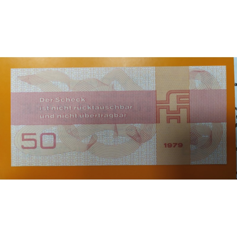 ALEMANIA DEMOCRATICA 50 MARCOS 1979 SERIE FORUM CHEQUE Pick FX4 BILLETE SC DDR Germany 50 Mark EAST GERMANY