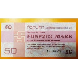 ALEMANIA DEMOCRATICA 50 MARCOS 1979 SERIE FORUM CHEQUE Pick FX4 BILLETE SC DDR Germany 50 Mark EAST GERMANY