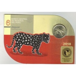 PERU 1 SOL 2018 JAGUAR KM.405 MONEDA DE ALPACA SIN CIRCULAR BLISTER DE CARTON BANCO CENTRAL DE PERU