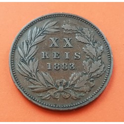 PORTUGAL 20 REIS 1883 Rey LUIS I y VALOR KM.527 MONEDA DE BRONCE MBC LUIZ I XX Reis 1883