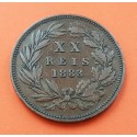 PORTUGAL 20 REIS 1883 Rey LUIS I y VALOR KM.527 MONEDA DE BRONCE MBC LUIZ I XX Reis 1883